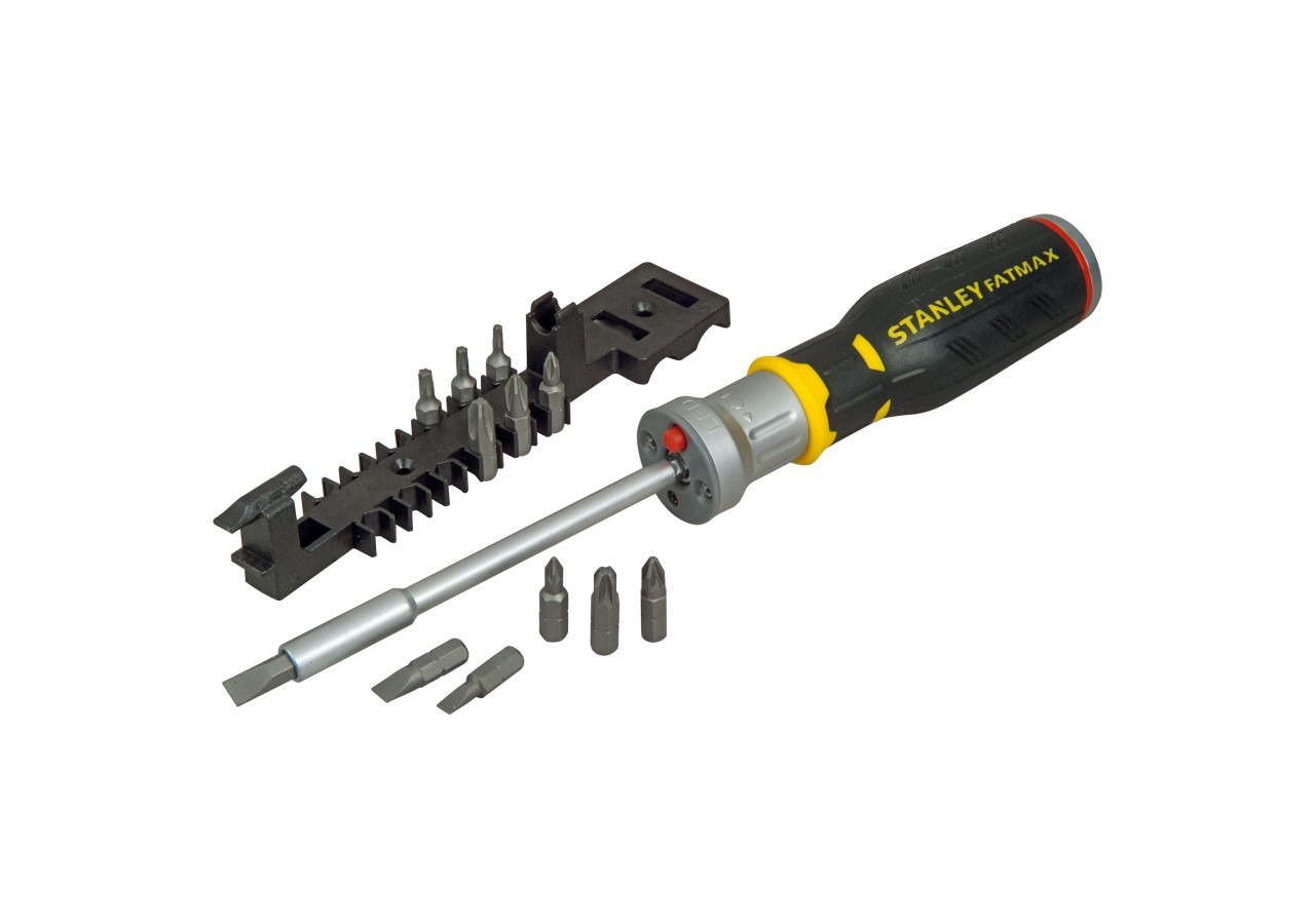 CLIQUET + LED + 12 EMBOUTS : FENTE 5, 6.5, 8MM / PH1-PH2-PH3 / PZ1-PZ2-PZ3 / T10-T15-T20 + LED - FMHT0-62689 - Stanley