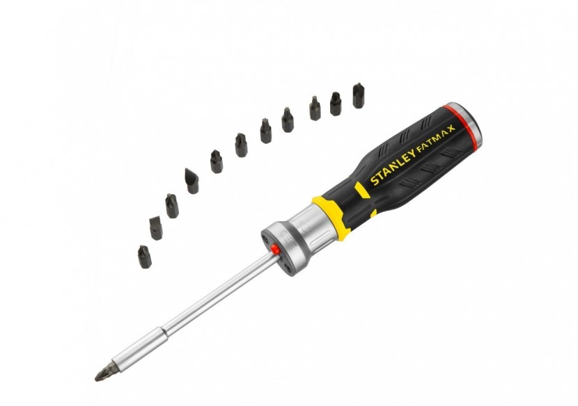 CLIQUET + LED + 12 EMBOUTS : FENTE 5, 6.5, 8MM / PH1-PH2-PH3 / PZ1-PZ2-PZ3 / T10-T15-T20 + LED - FMHT0-62689 - Stanley