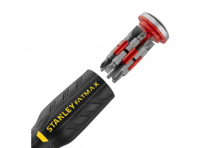 CLIQUET + LED + 12 EMBOUTS : FENTE 5, 6.5, 8MM / PH1-PH2-PH3 / PZ1-PZ2-PZ3 / T10-T15-T20 + LED - FMHT0-62689 - Stanley