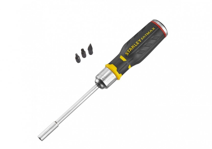 TOURNEVIS PORTE-EMBOUTS A CLIQUET+12 EMBOUTS FENTE: 4-5,5-6MM/PH1- PH2 - PH3/PZ1-PZ2-PZ3/T10-T15-T20 - FMHT0-62690 - Stanley