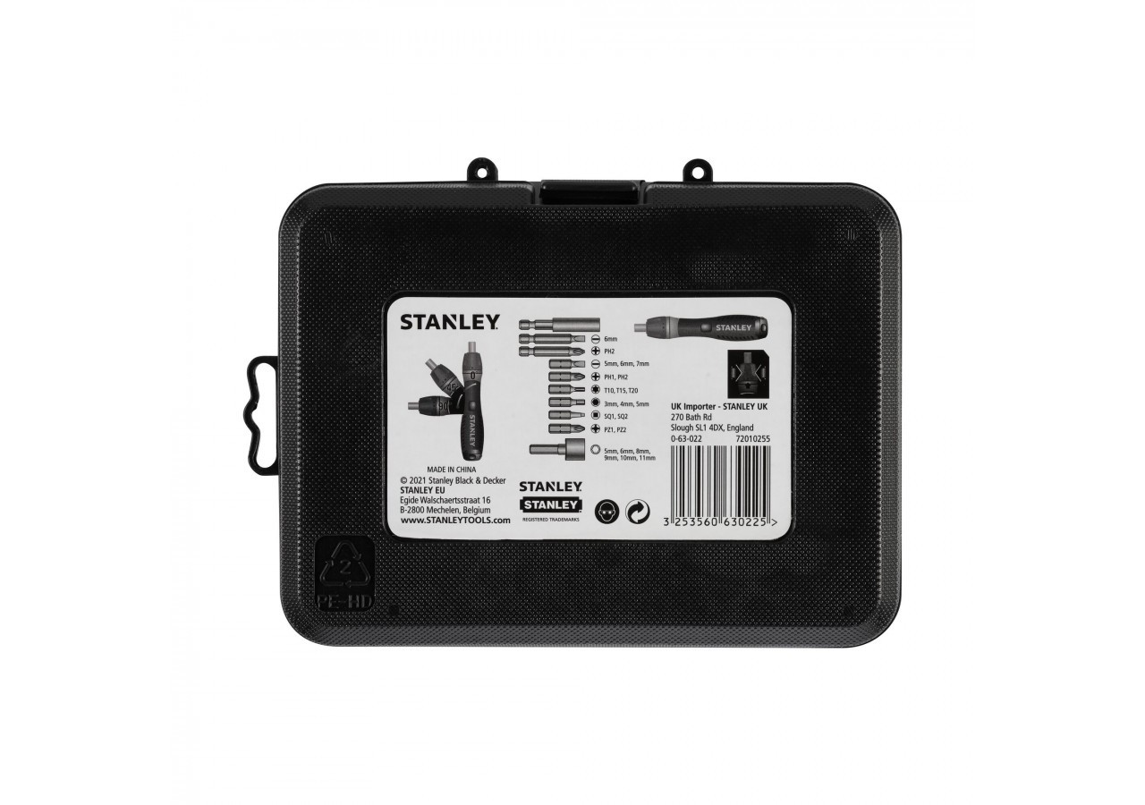 TOURNEVIS PORTE-EMBOUTS A CLIQUET POIGNEE REVOLVER - COFFRET 25PCS - 0-63-022 - Stanley
