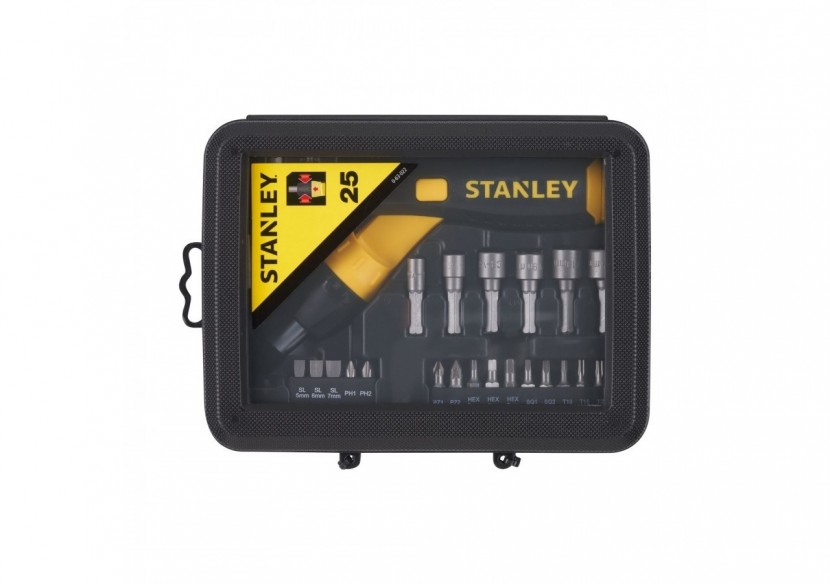 TOURNEVIS PORTE-EMBOUTS A CLIQUET POIGNEE REVOLVER - COFFRET 25PCS - 0-63-022 - Stanley