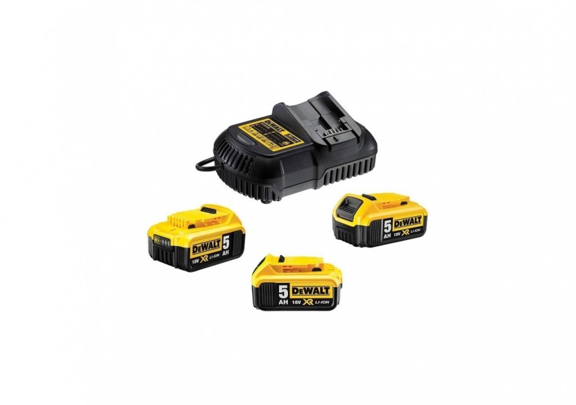 Pack 3 batteries XR 18V 5Ah Li-Ion + chargeur - DCB115P3-QW - Dewalt