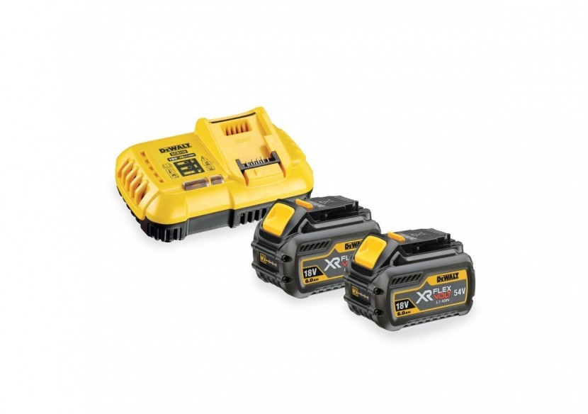 Pack 2 batteries XR FLEXVOLT 18V/54V 6Ah/2Ah Li-Ion + chargeur rapide - DCB118T2-QW - Dewalt