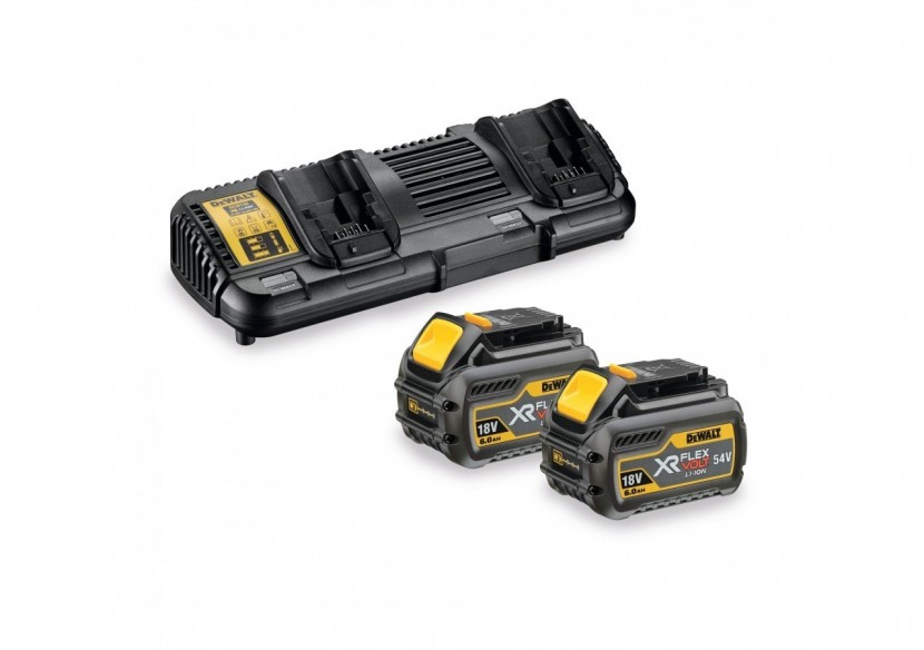 Pack 2 batteries XR FLEXVOLT 18V/54V 6Ah/2Ah Li-Ion + chargeur double - DCB132T2-QW - Dewalt