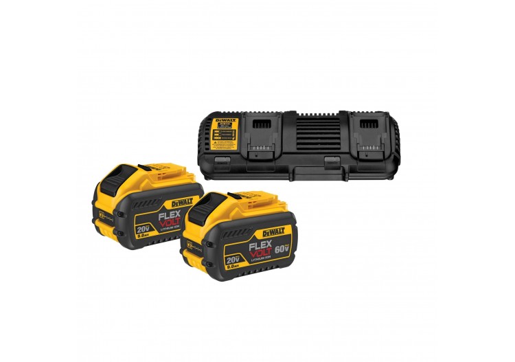 Pack 2 batteries XR FLEXVOLT 18V/54V 9Ah/3Ah Li-Ion + chargeur double - DCB132X2-QW - Dewalt