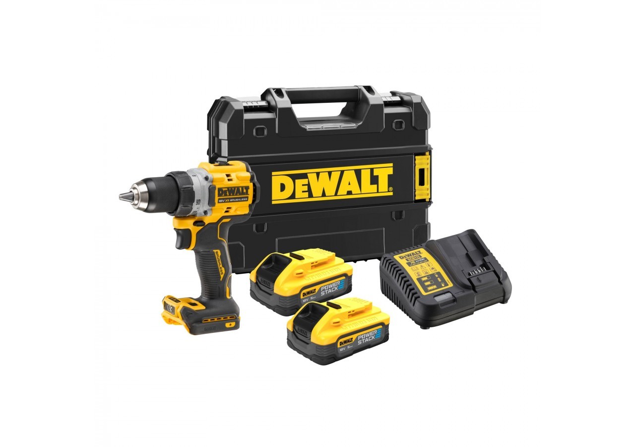 Perceuse visseuse Compacte XR 18V 5Ah Li-ion Brushless POWERSTACK - DCD800H2T-QW - Dewalt