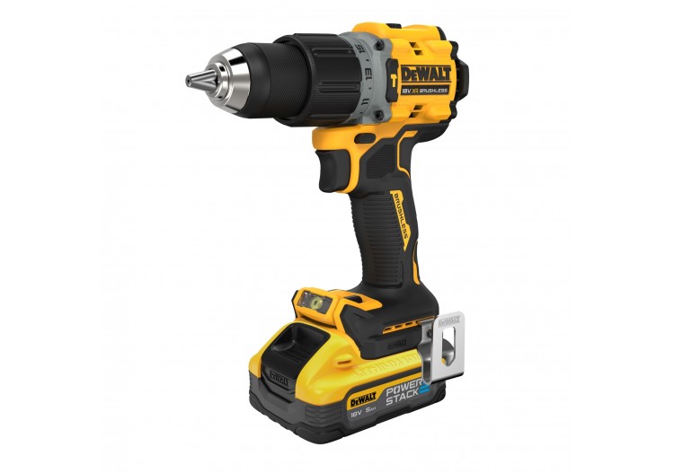 Perceuse visseuse percussion Compacte XR 18V 5Ah Li-ion Brushless POWERSTACK - DCD805H2T-QW - Dewalt