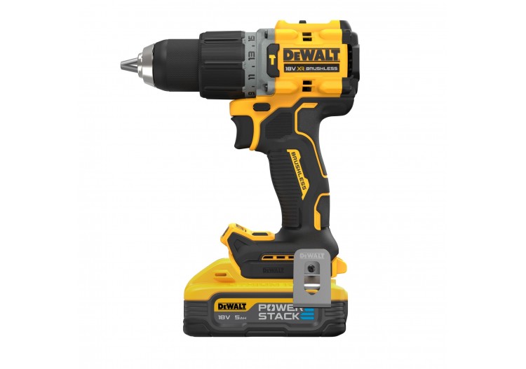 Perceuse visseuse percussion Compacte XR 18V 5Ah Li-ion Brushless POWERSTACK - DCD805H2T-QW - Dewalt 2