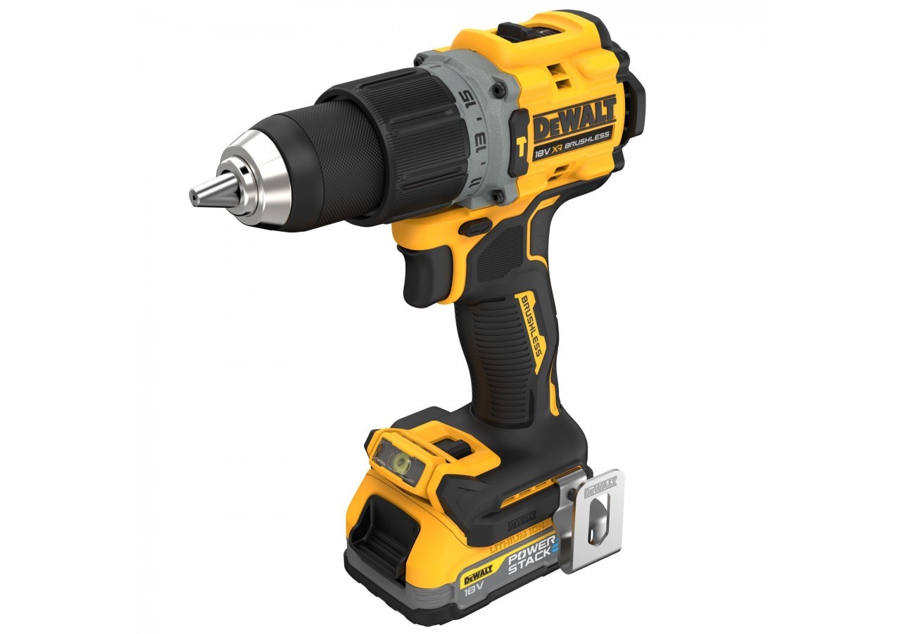 Perceuse visseuse percussion Compacte XR 18V 1.7Ah Li-Ion Brushless POWERSTACK - DCD805E2T-QW - Dewalt