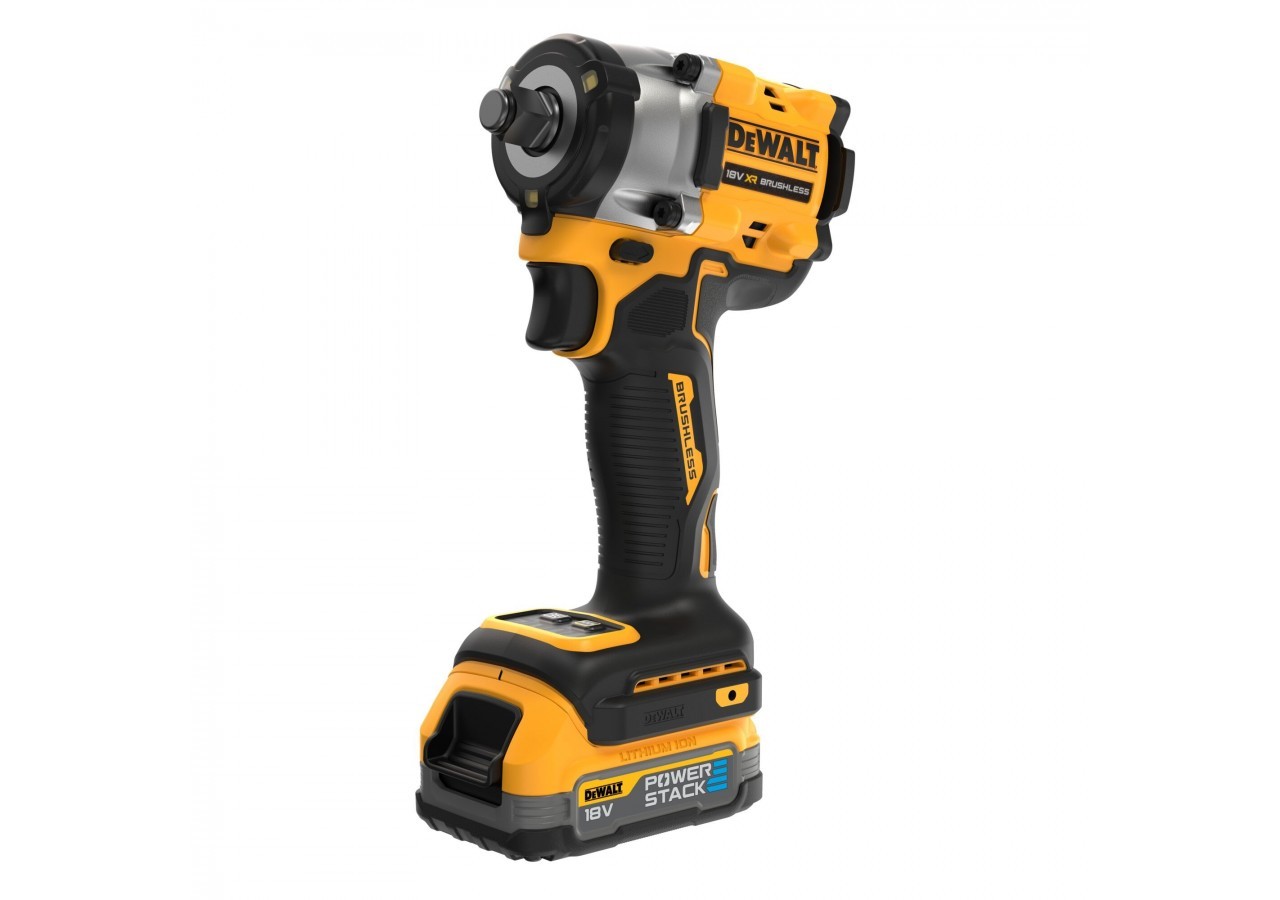 Boulonneuse à chocs 1/2'' Compacte XR 18V 1.7Ah Li-Ion Brushless 406 Nm
 - jonc de sécurité - POWERSTACK - DCF921E2T-QW - Dewalt
