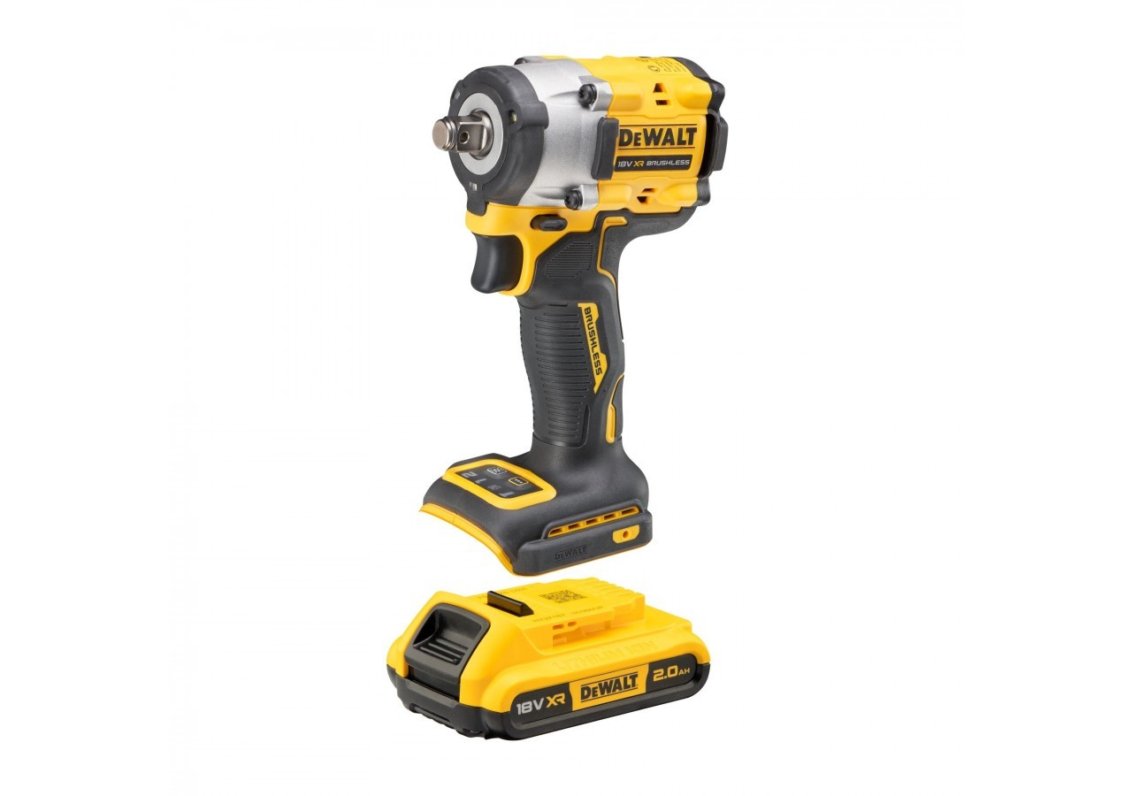 Boulonneuse à chocs 1/2'' Compacte XR 18V 2Ah Li-Ion Brushless 406 Nm - jonc de sécurité - DCF921D2T-QW - Dewalt
