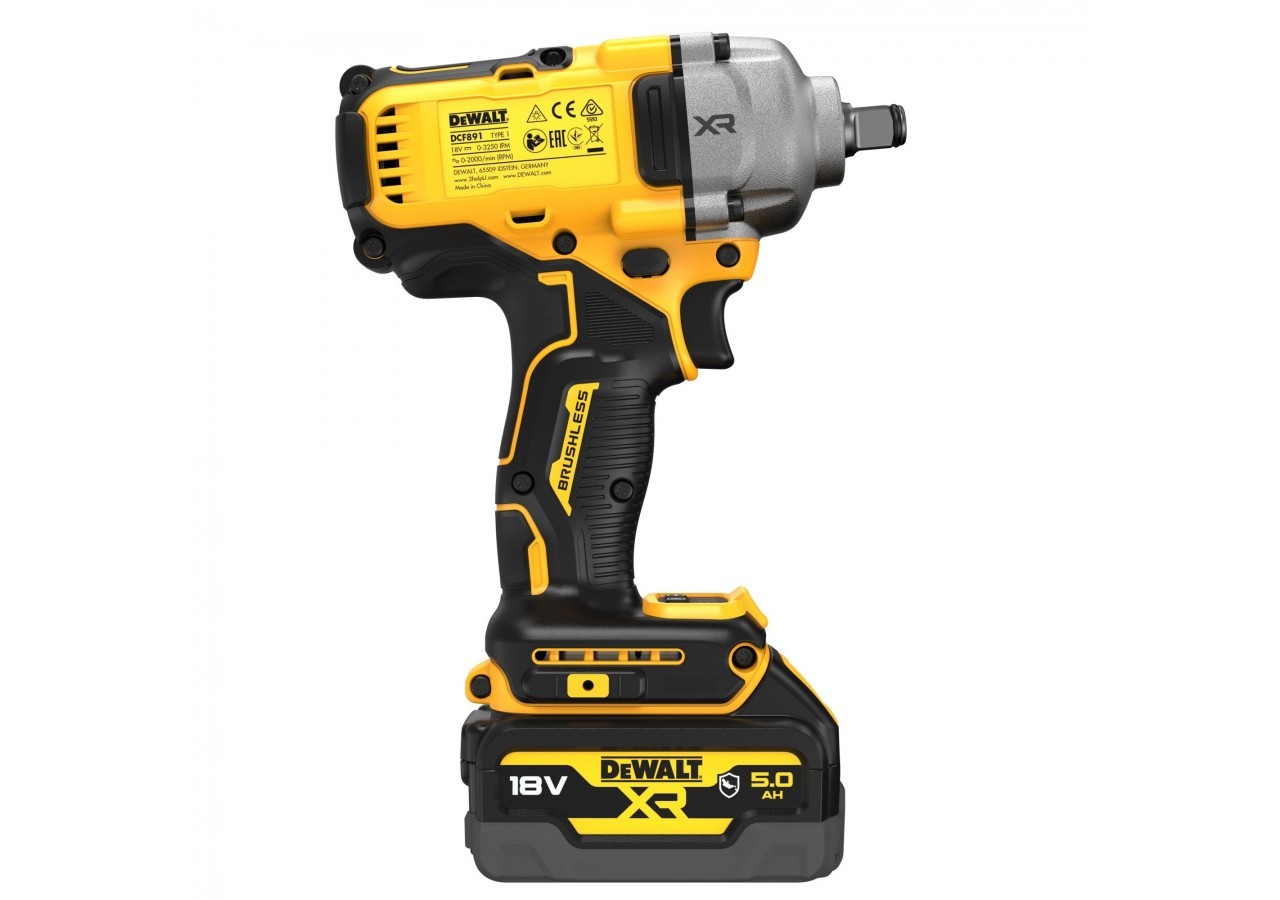 Boulonneuse à chocs 1/2‘’ XR 18V 5Ah Li-Ion Brushless 812 Nm - jonc de sécurité - Pack "GFN" - DCF891P2G-QW - Dewalt