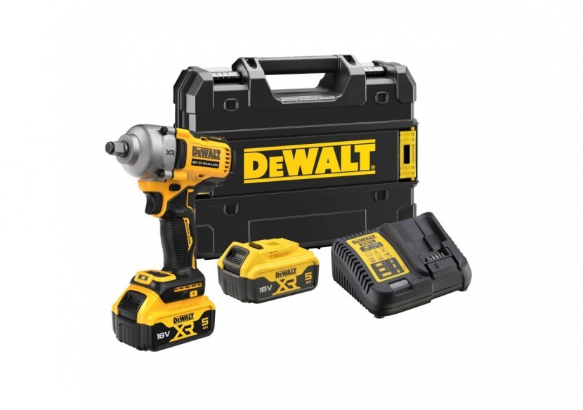 Boulonneuse à chocs 1/2‘’ XR 18V 5Ah Li-Ion Brushless 812 Nm - jonc de sécurité - DCF891P2T-QW - Dewalt