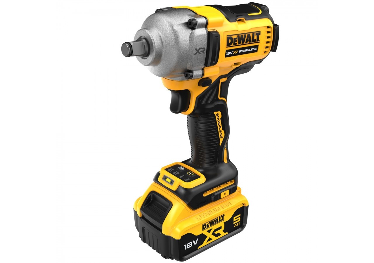 Boulonneuse à chocs 1/2‘’ XR 18V 5Ah Li-Ion Brushless 812 Nm - jonc de sécurité - DCF891P2T-QW - Dewalt