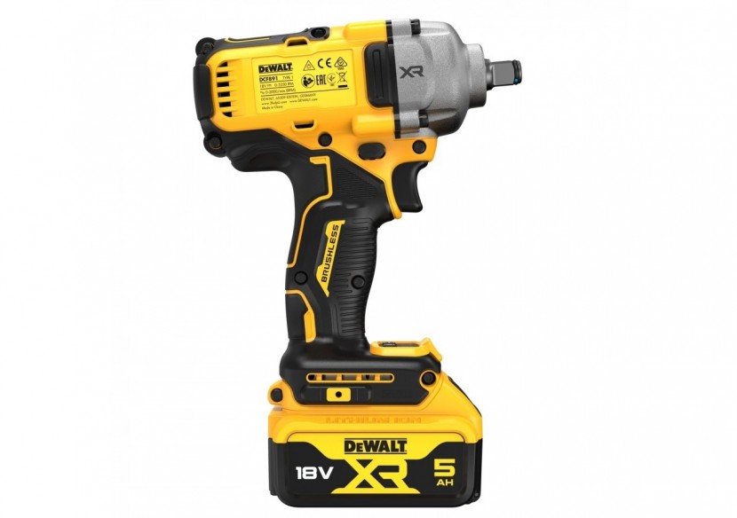 Boulonneuse à chocs 1/2‘’ XR 18V 5Ah Li-Ion Brushless 812 Nm - jonc de sécurité - DCF891P2T-QW - Dewalt