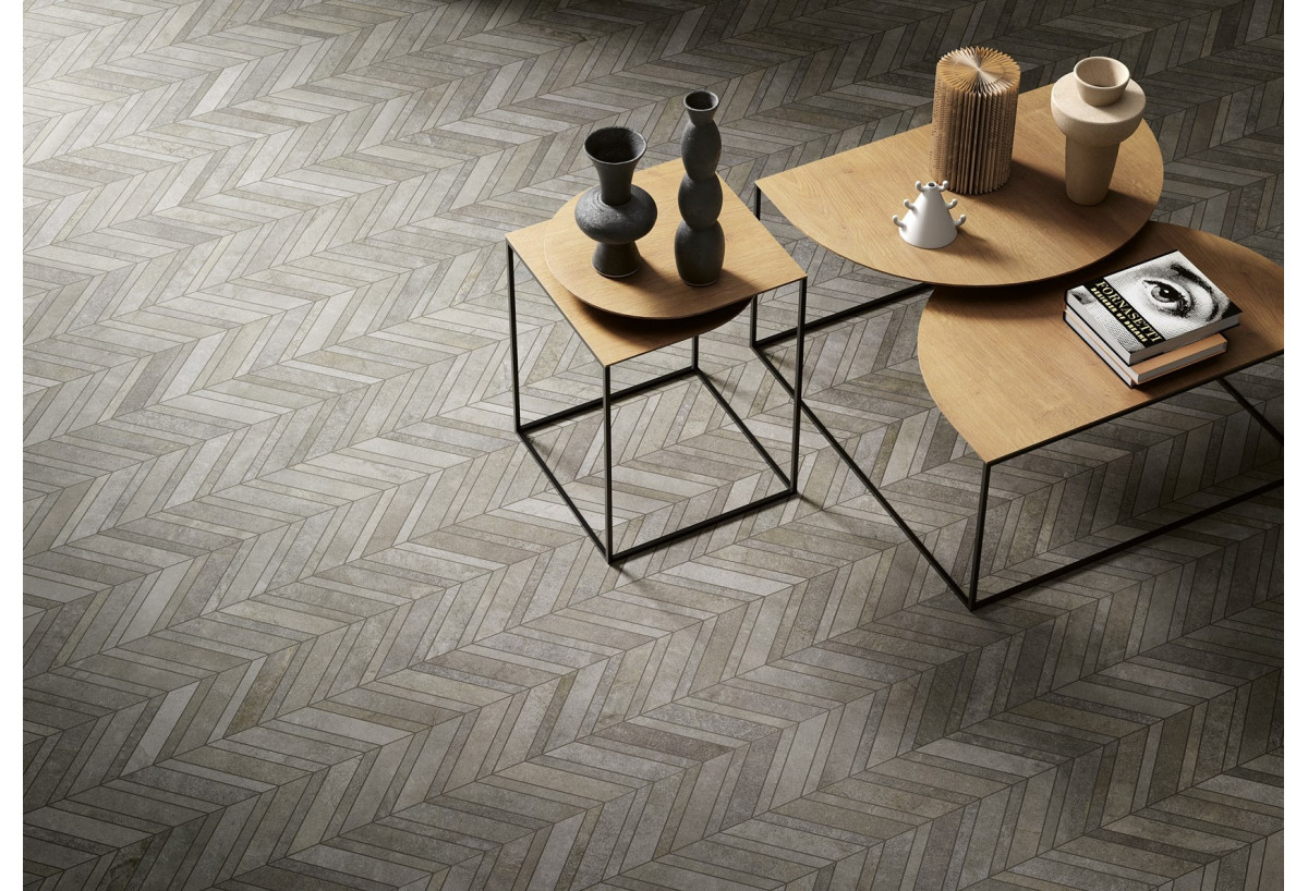 Mosaïque chevrons sol et mur grès cérame  Pierre des Rêves - Panaria : Confort'Mat