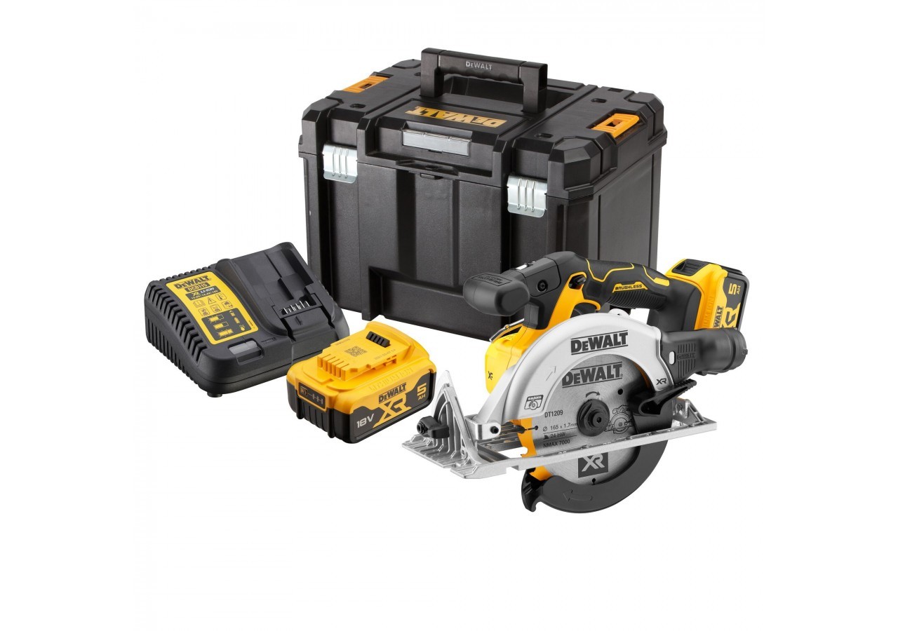 Scie circulaire XR 18V 5Ah Li-Ion Brushless 165 mm - DCS565P2-QW - Dewalt