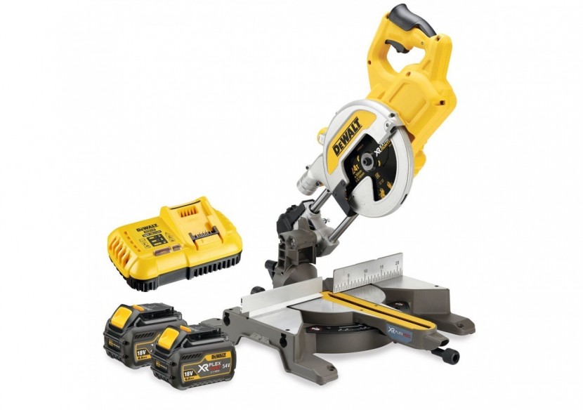 Scie à onglets radiale XR FLEXVOLT 54V 2Ah Li-Ion Brushless 216 mm - DCS777T2-QW - Dewalt