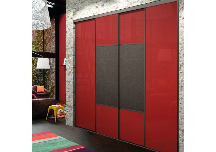 Façade de placard coulissante 4 portes Orchidée verre laqué - Kazed : Confort'Mat