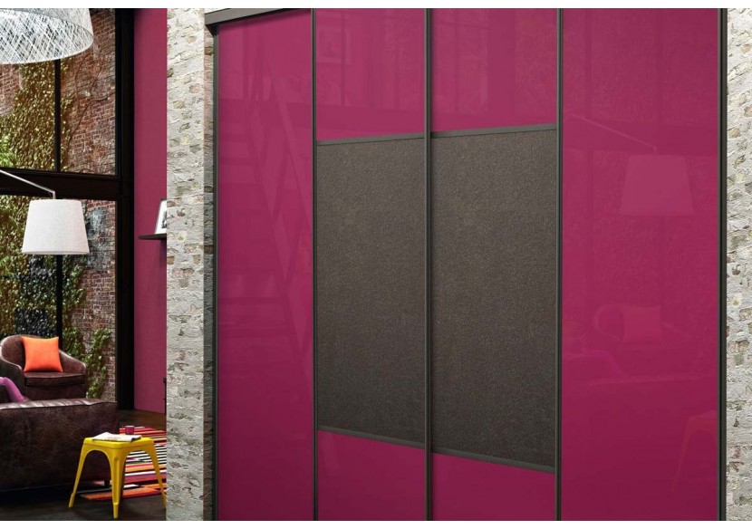 Façade de placard coulissante 4 portes Orchidée verre laqué - Kazed : Confort'Mat