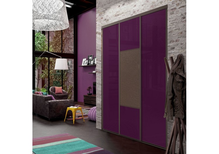 Façade de placard coulissante 3 portes Orchidée verre laqué - Kazed : Confort'Mat 2