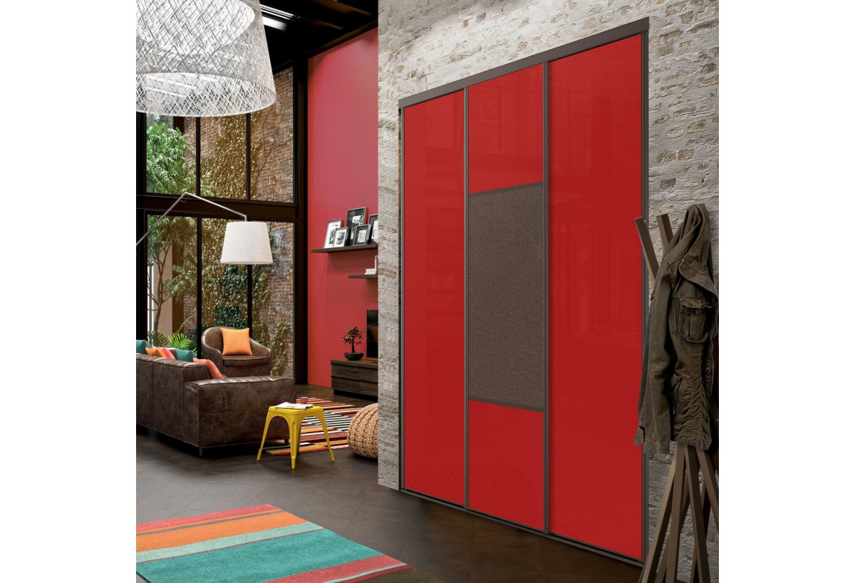 Façade de placard coulissante 3 portes Orchidée verre laqué - Kazed : Confort'Mat