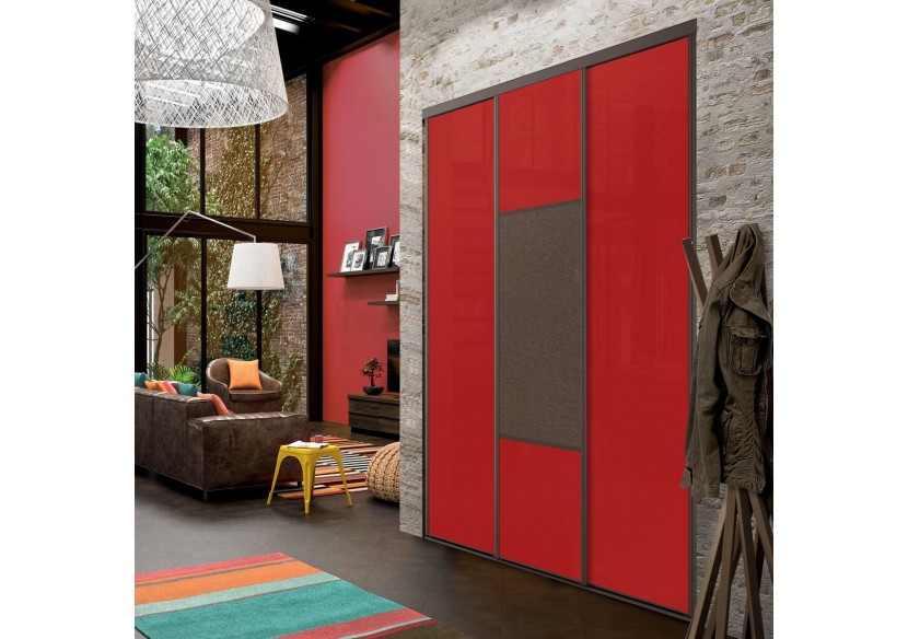 Façade de placard coulissante 3 portes Orchidée verre laqué - Kazed : Confort'Mat