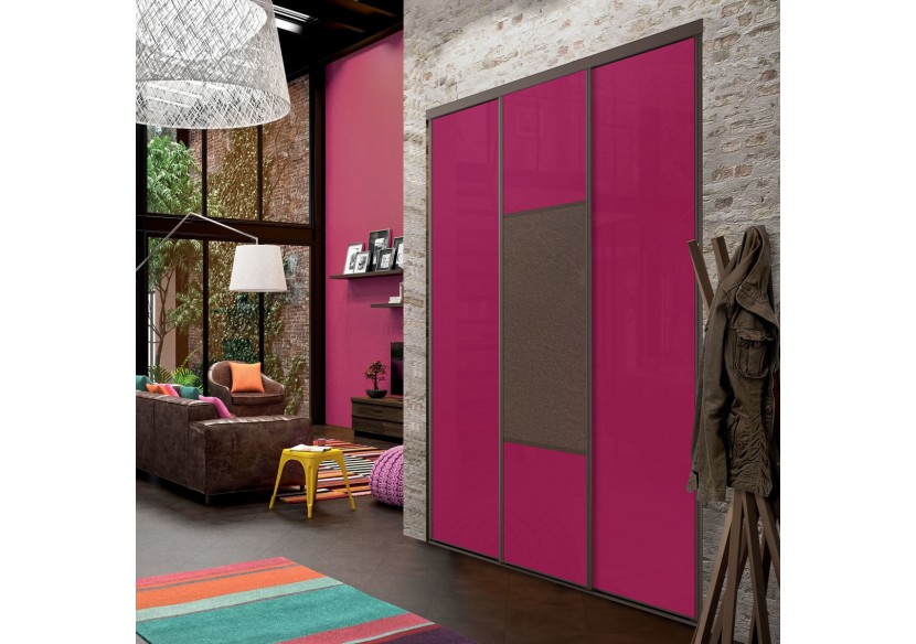 Façade de placard coulissante 3 portes Orchidée verre laqué - Kazed : Confort'Mat