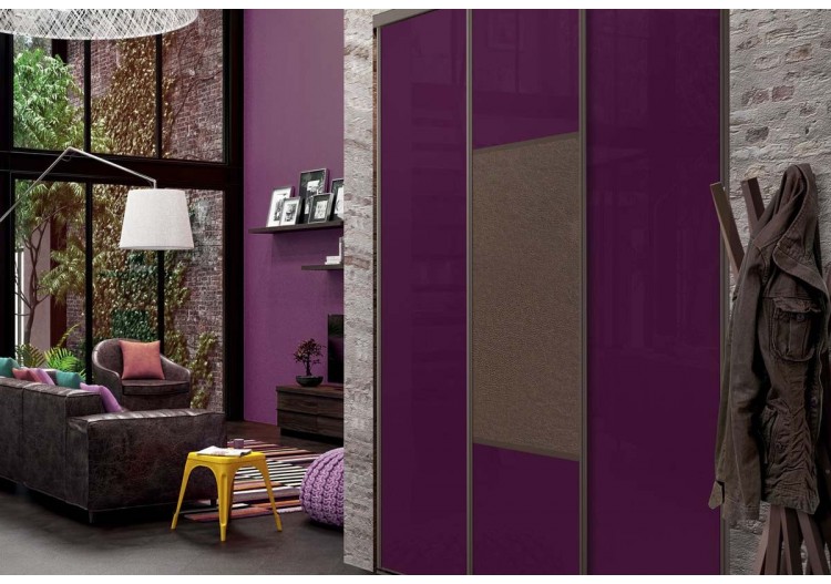 Façade de placard coulissante 3 portes Orchidée verre laqué - Kazed : Confort'Mat
