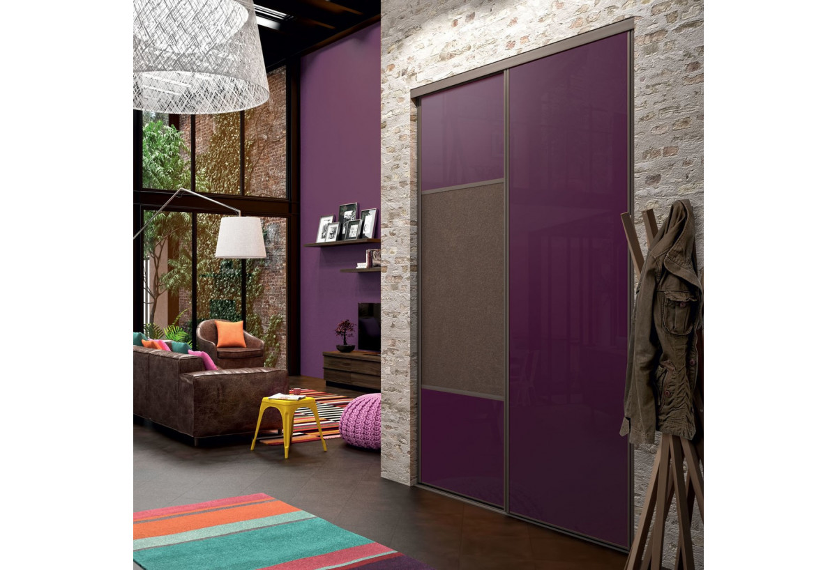 Façade de placard coulissante 2 portes Orchidée verre laqué - Kazed : Confort'Mat