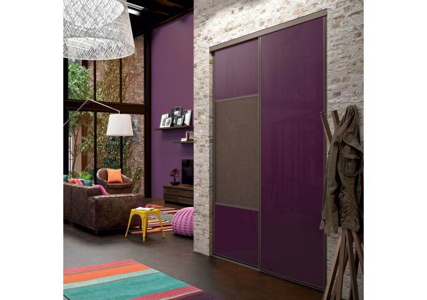 Façade de placard coulissante 2 portes Orchidée verre laqué - Kazed : Confort'Mat