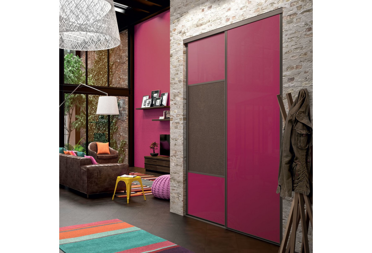 Façade de placard coulissante 2 portes Orchidée verre laqué - Kazed : Confort'Mat