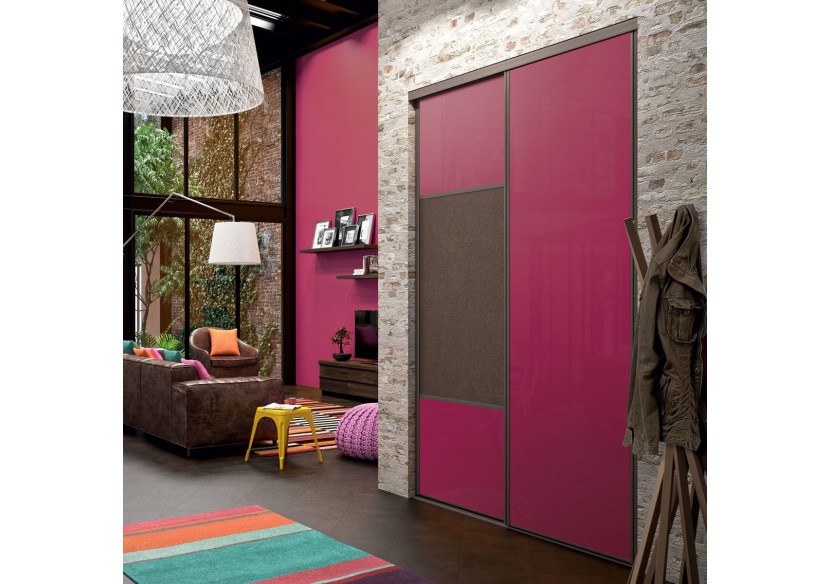 Façade de placard coulissante 2 portes Orchidée verre laqué - Kazed : Confort'Mat