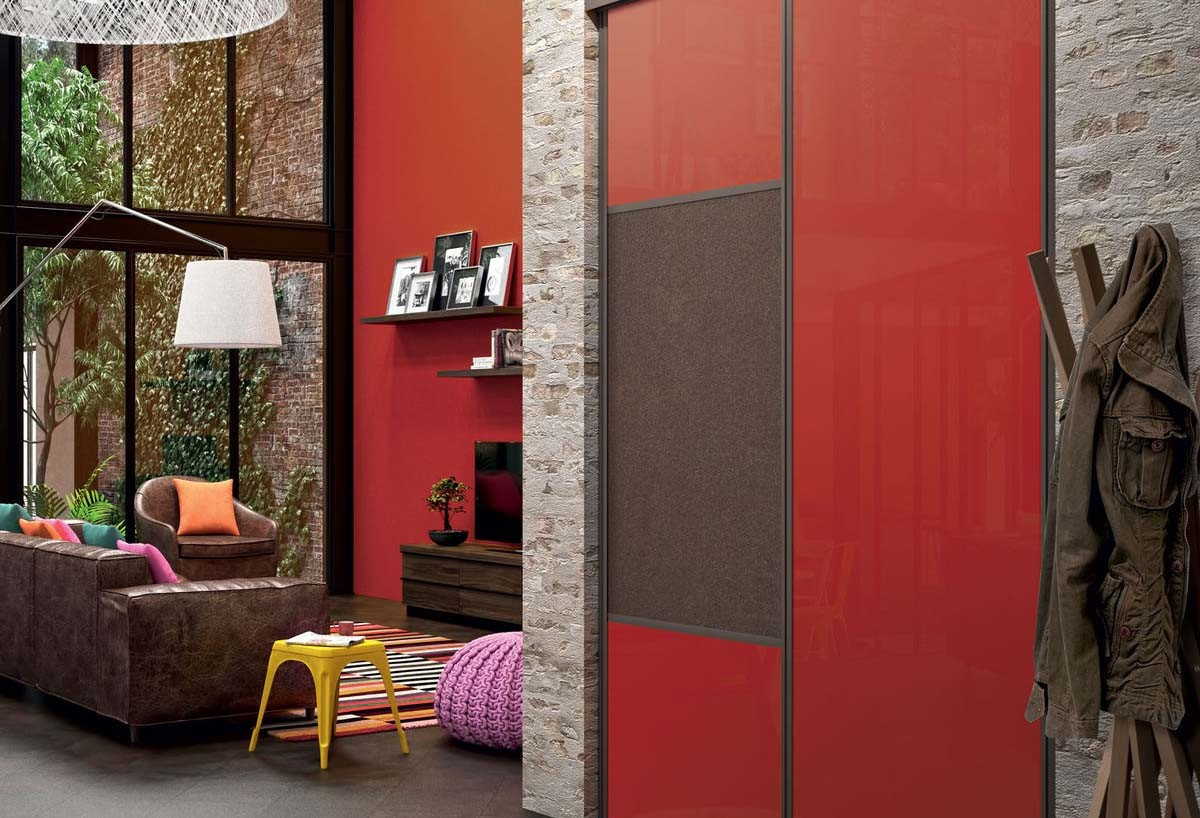 Façade de placard coulissante 2 portes Orchidée verre laqué - Kazed : Confort'Mat