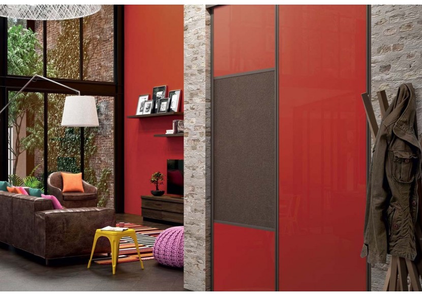 Façade de placard coulissante 2 portes Orchidée verre laqué - Kazed : Confort'Mat