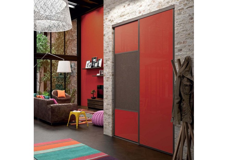 Façade de placard coulissante 2 portes Orchidée verre laqué - Kazed : Confort'Mat 2