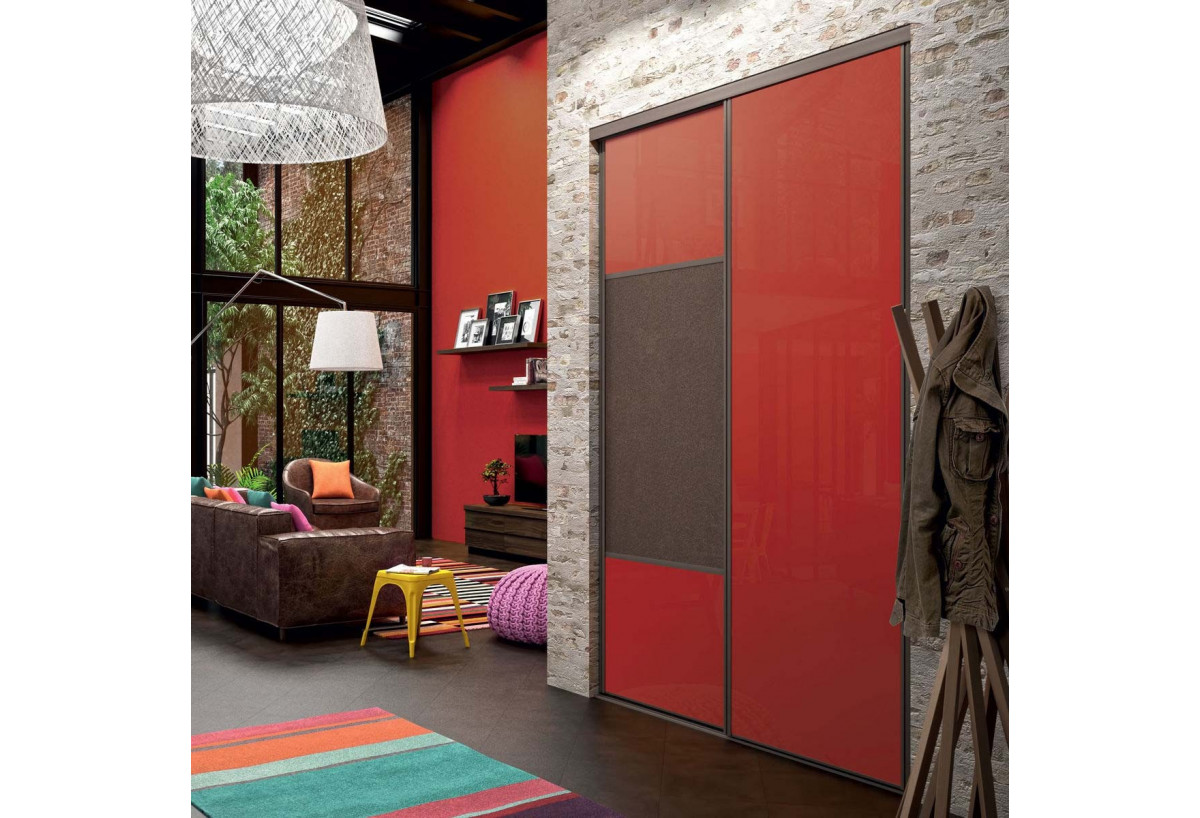 Façade de placard coulissante 2 portes Orchidée verre laqué - Kazed : Confort'Mat