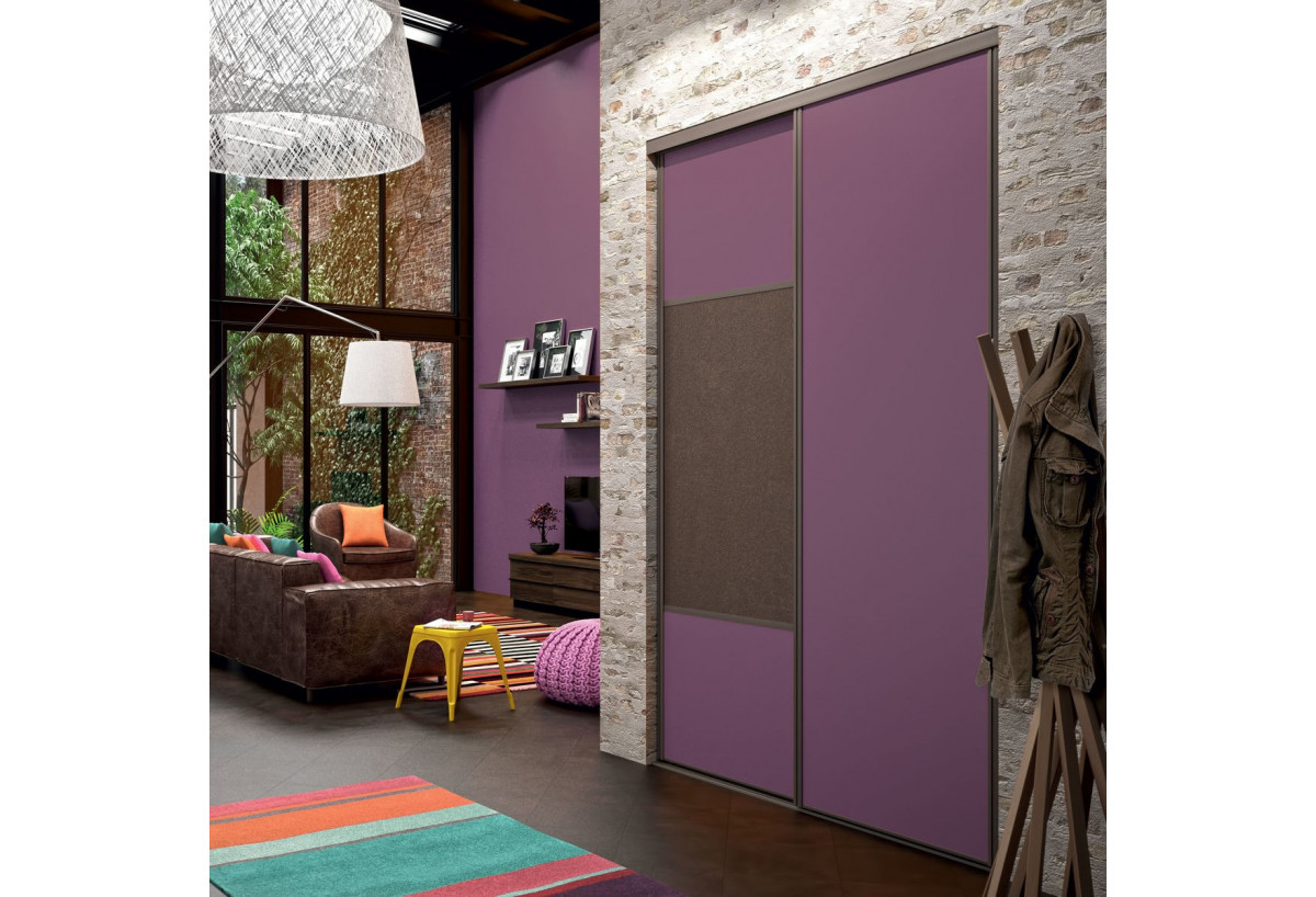Façade de placard coulissante 2 portes Orchidée mélaminé - Kazed : Confort'Mat