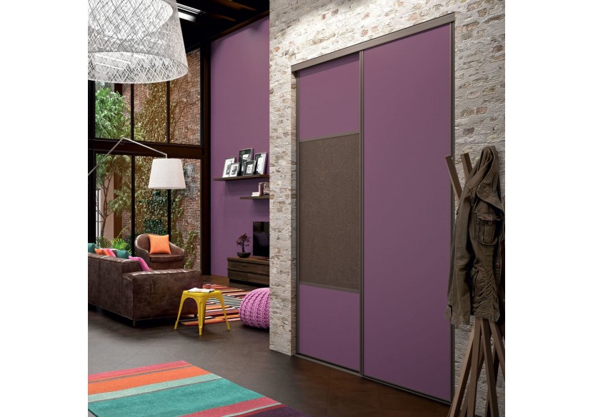 Façade de placard coulissante 2 portes Orchidée mélaminé - Kazed : Confort'Mat