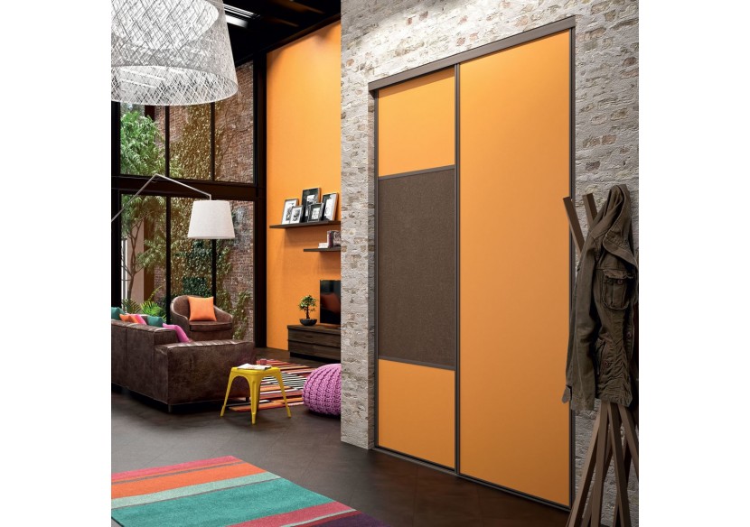 Façade de placard coulissante 2 portes Orchidée mélaminé - Kazed : Confort'Mat