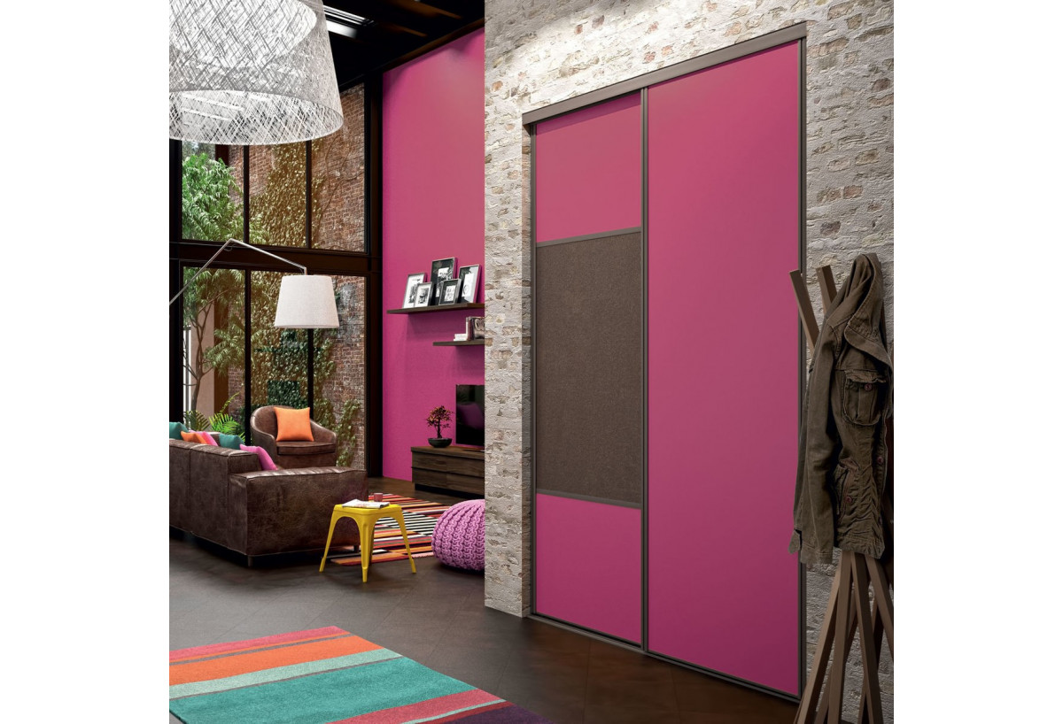 Façade de placard coulissante 2 portes Orchidée mélaminé - Kazed : Confort'Mat