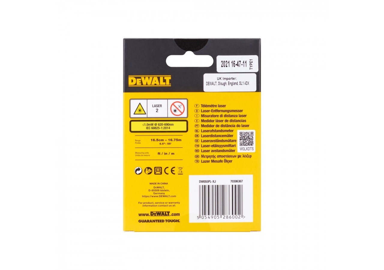 Télémètre de poche 16 m - DW055PL-XJ - Dewalt