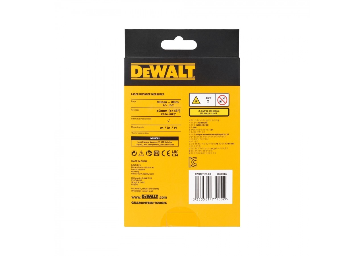 Mesure laser 30 m - DWHT77100-XJ - Dewalt