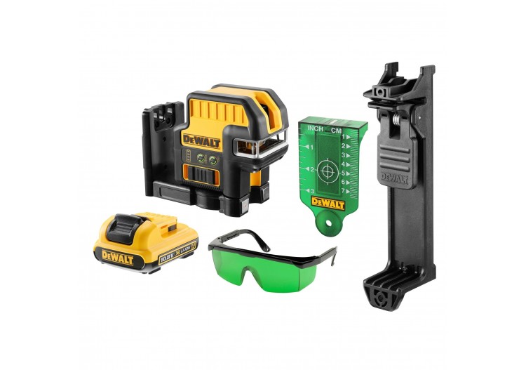 Niveau laser croix + 5 points XR 12V 2Ah Li-Ion - faisceaux verts - DCE0825D1G-QW - Dewalt