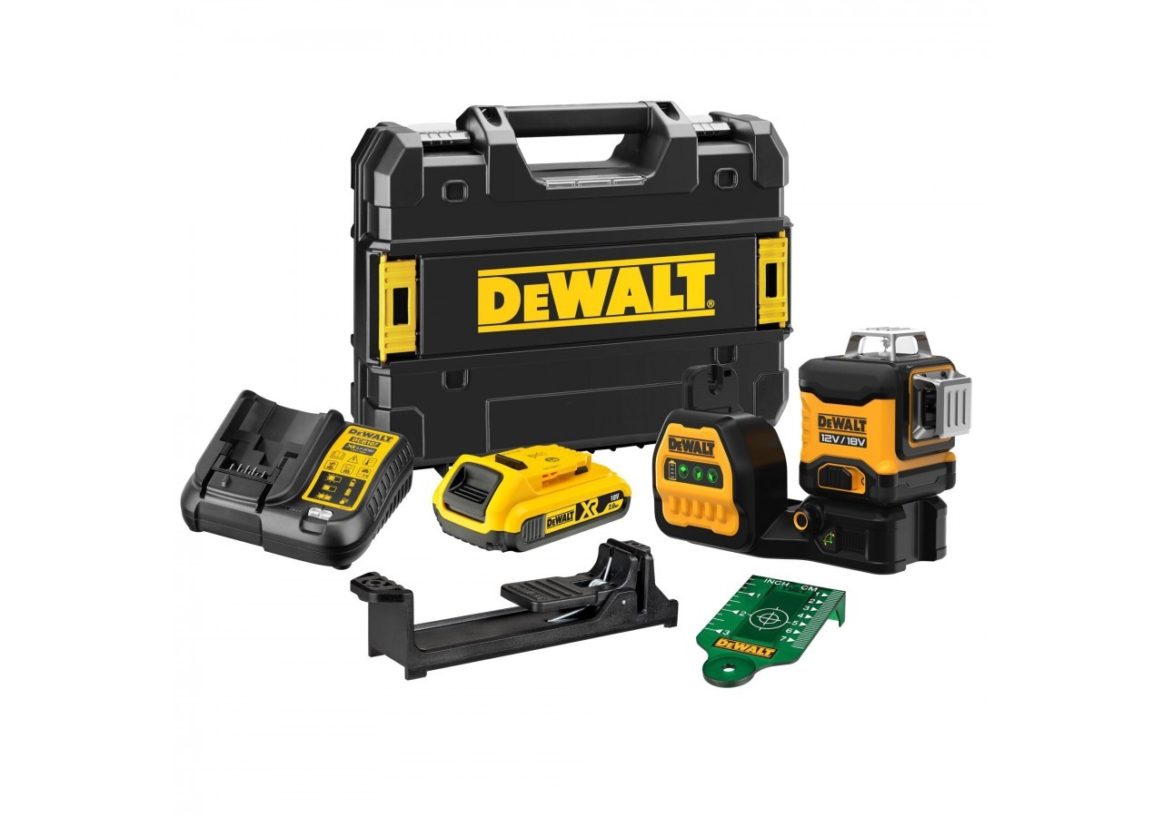 Niveau Laser multilignes 3x360° XR 12V / 18V 2Ah Li-Ion - faisceaux verts - DCE089D1G18-QW - Dewalt