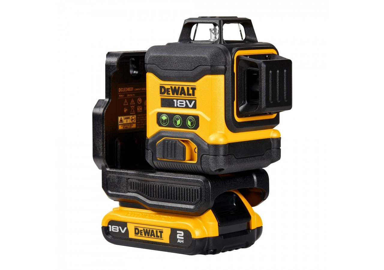 Niveau laser multilignes 3x360° compact XR 18V 2Ah Li-Ion - faisceaux verts - DCLE34031D1-QW - Dewalt