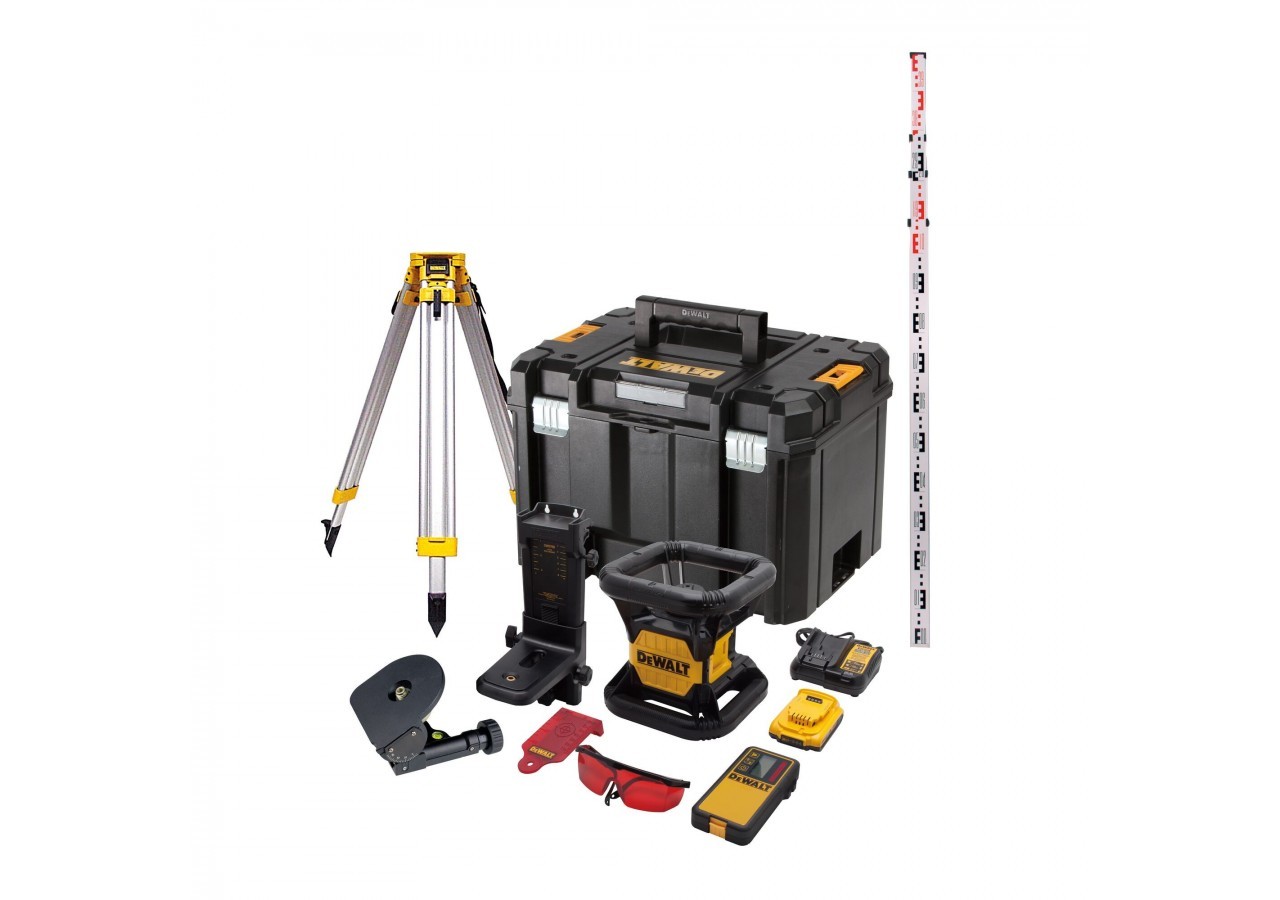 Niveau laser rotatif intérieur 18V 2Ah Li-Ion - faisceaux rouges - DCE074D1R-QW - Dewalt