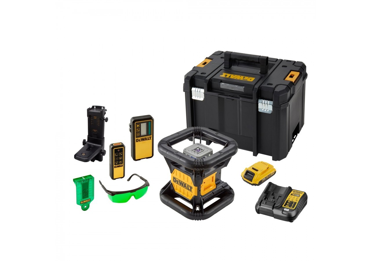 Niveau laser rotatif double pente intérieur/extérieur XR 18V 2Ah Li-Ion - faisceaux verts - DCE079D1G-QW - Dewalt