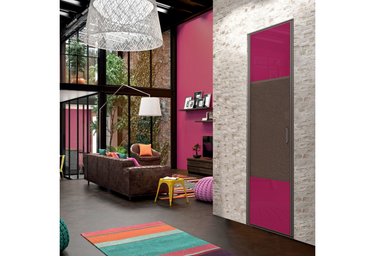 Façade de placard pivotante 1 porte Orchidée verre laqué - Kazed : Confort'Mat